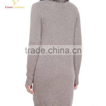 New Fashion Women Winter Knitted Coat With Fur Collar photo-3