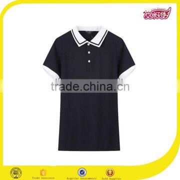 2016 Customized Fabric Bulk Kids School Uniforms Black Pique 100% Polo T-shirt