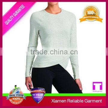 Blank raglan long sleeve wholesale woman gym sport t shirt