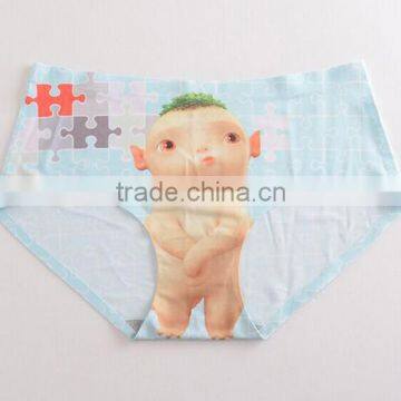 2017 Latest Personalized Your Own Brand Logo Design 95% Cotton 5% Spandex Private Label Band Cute Cartoon Lady Underwear Briefs photo-5