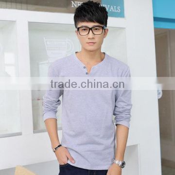 customized men long sleeve v-neck t-shirt for wholesale