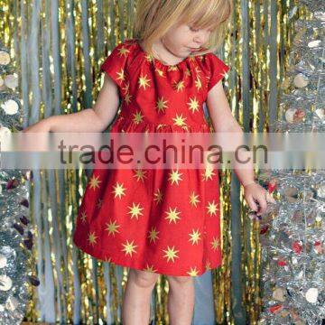 Little Girls Red Gold Stars Baby 4th of July Memorial Day Dress photo-3