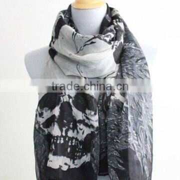 Skull and Leaf Scarf Large Skull Scarf With Leaves, Halloween Skull, Skulls, Halloween Skulls, Holiday photo-3