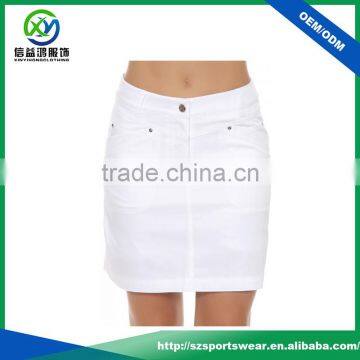 New Arrival White Perfect Fit Mid-rise Waist With Belt Loops Golf Lady Skort