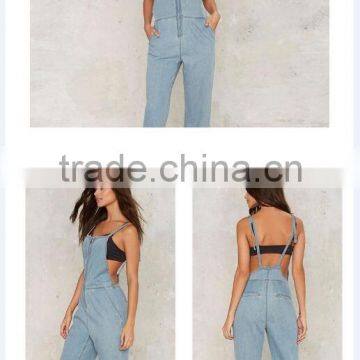 Women's Summer Casual Fashion Front Zipper Straps Denim Jeans Short Suspender Bib Overalls photo-2
