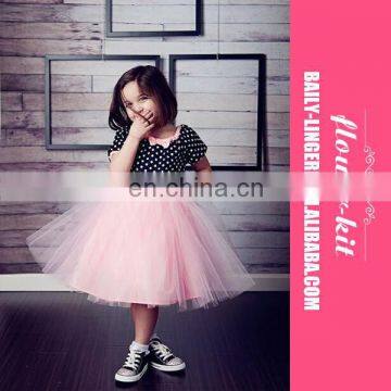 Black Pink Girl Tutu Skirt Princess Dress 2017 Children New Summer Short Sleeve Dress