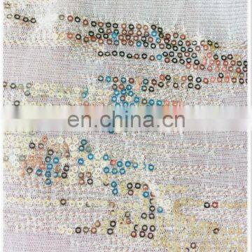 Fancy silk mesh fabric with latest sequin embroidered silk fabric for fashion clothes