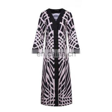 Front open new model abaya in dubai stripe open abaya egypt wholesale