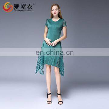 2016 Hot Summer Single Dress Women Elegant O Neck Fashion Dress With Sheer Hem Design photo-3
