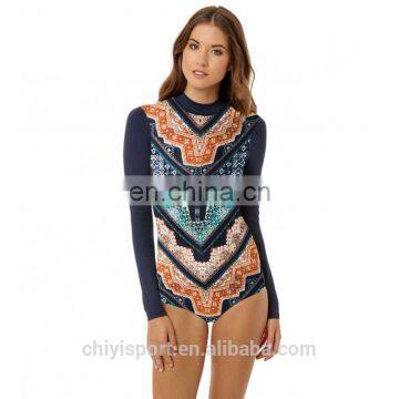 glamour women sunblock one-piece high O-neck long sleeved rashguard