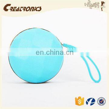 CR Low MOQ requirements shining pu surface diamonds structure metal frame portable round blue stylish small funny coin purse