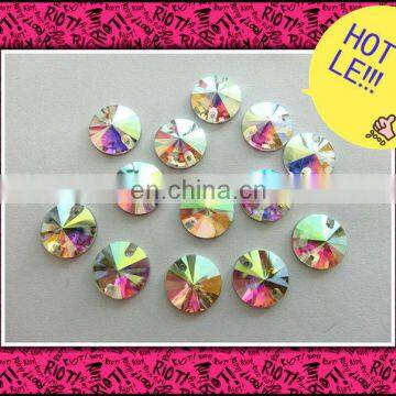 Round flatback crystal ab sew on rhinestones for dresses wholesale