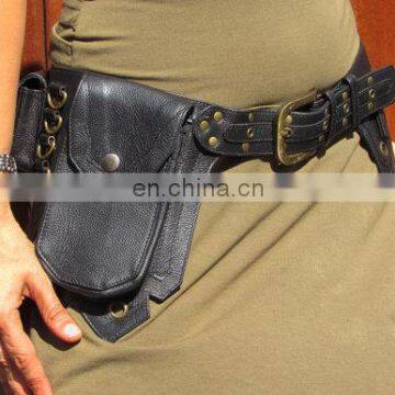 Leather Utility Belt Leather Hip Belt Bag Festival Burning Man Belt With Five Pockets in Leather Waist Belt Bag Funny Style Bag photo-4