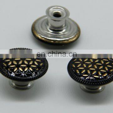 17mm fashional brass button with black painted color for jeans