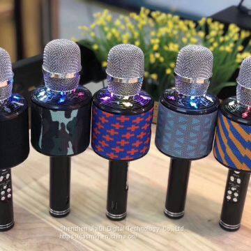 The new V8 cloth art bluetooth microphone hand-held mobile phone karaoke microphone KTV dedicated wireless bluetooth mic