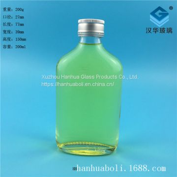 Manufacturer of 200ml flat glass health wine bottle Customized high-end  wine bottle