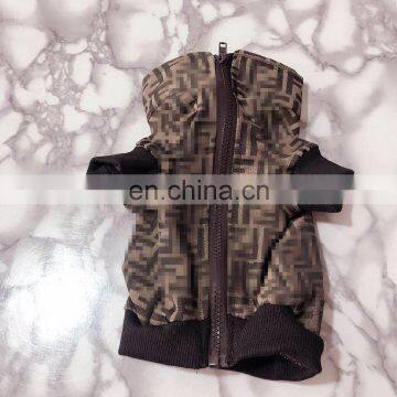 Luxury Pet Clothes Dog Jacket Popular Logo Famous Brand Brown Casual Dog Jacket