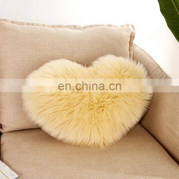 Custom Trendy Square Bolster With Fake Fur Sheepskin Pillow 11*22 in photo-4