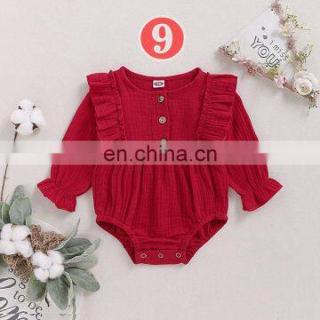 Infant Linen Cotton Newborn Baby Girl Romper Bodysuit Ruffle Bowknot One-Piece Jumpsuit Outfit Clothes Summer photo-7