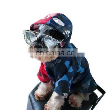 Red and blue stitching camouflage pattern dog hoodies pet clothes