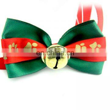 New Arrived Polyester Christmas Series Footprint Bell Pet Dog Bow Ties Collar Bow