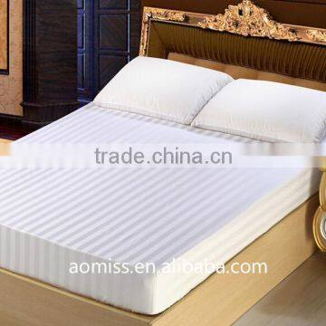 luxury 5 star hotel sateen stripe fitted sheet with elastic bed sheet for hotel