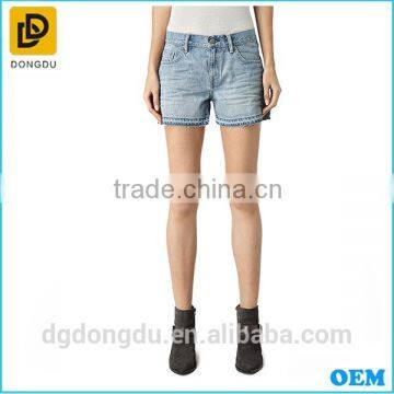 2016 OEM Service Ripped Acid Washed Short Jeans For Girls