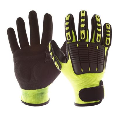 Waterproof Oil Gas Cut Resistant TPR Coated Anti Impact Gloves For Mechanic