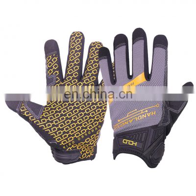 HANDLANDY High Dexterity Heavy Duty Silicone Grip Palm Touchscreen synthetic leather Mechanic Cycling Racing Gloves