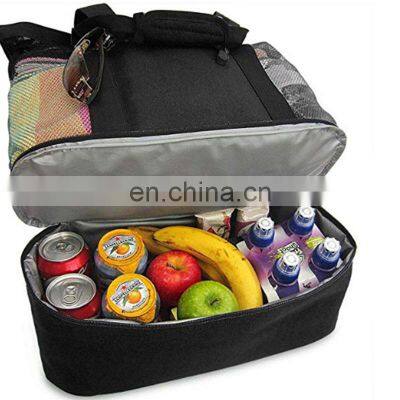 Eco Friendly Black Foldable High Quality Logo Nylon Waterproof Pink Mesh Beach Bag photo-2