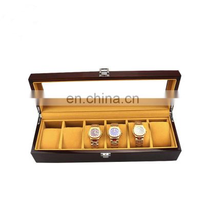 5 slots fashion design wooden lacquer watch packaging storage box with lock