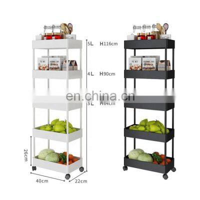 ABS Plastic 3-tier Kitchen Storage Rack Large Capacity Storage Basket Storage Holder with Pulley