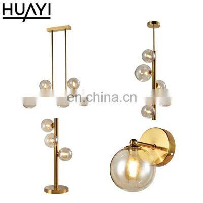 HUAYI New Model Home Restaurant Indoor Iron Glass Unique Ball Chandelier Pendant Light