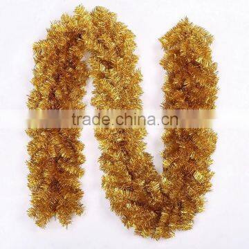 Wholesale 270cm golden color christmas tinsel garland