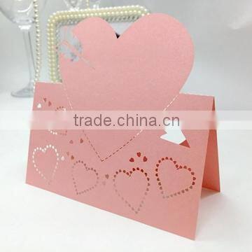 New Arrival Unique Laser Cutting Pink Color Table Name Card for Wedding