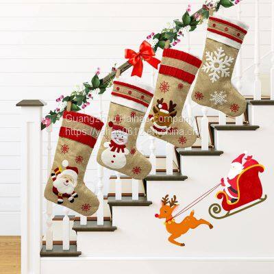 Christmas DecorationsSackcloth Embroidery Christmas Socks Gift BagChristmas Decoration Pendant photo-4