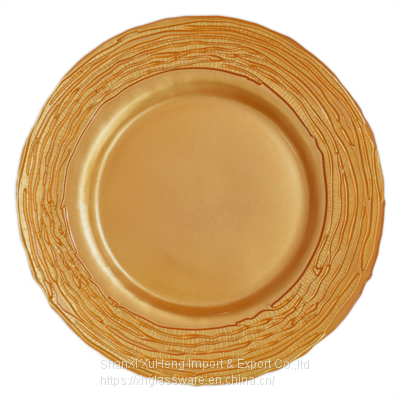 Amazon Sale Gold Silver Rimmed Glass Charger Decorative Dinner Plate For Wedding Party Restaurant photo-4