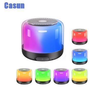 Colorful LED Lights Wireless Bluetooth Speaker Rich Bass Mini Small TWS Bluetooth Speaker RGB Indoor Portable Outdoor Travel ABS