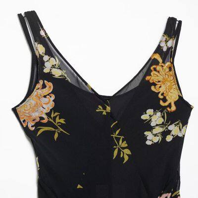 2025 Summer New Women's Suspender Temperament Printed Sleeveless V-neck Long Dress photo-4