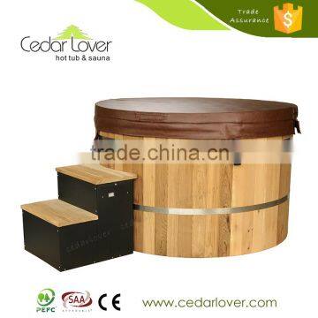 Hot sale style round wooden smallest size spa bathtub outdoor Eletrical hot tub