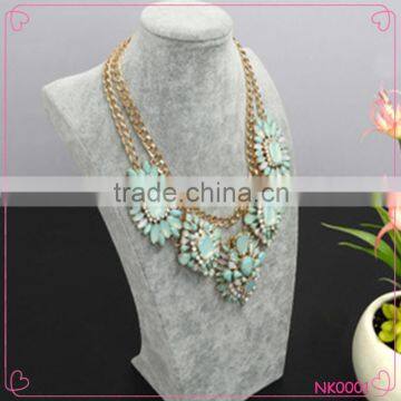 2015 Factory Wholesale Fancy Colorful Resin Beads Chunky Necklace Fashion Women Sweater Necklace