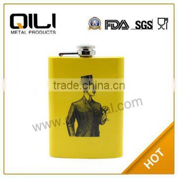 6oz water transfer pringting images metal material smith and canova hip flask