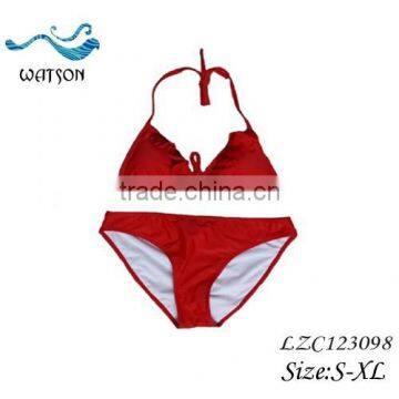 Red Solid European Standard Size Swimwear