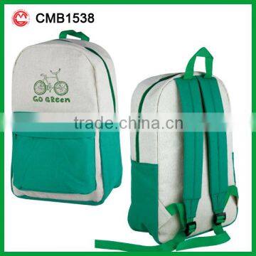 Fashion eco friendly jute & cotton practical backpack for school teenage