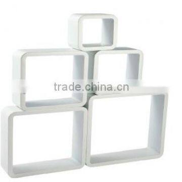 White Decorative Set 5 Wooden Cube Shelves in stock