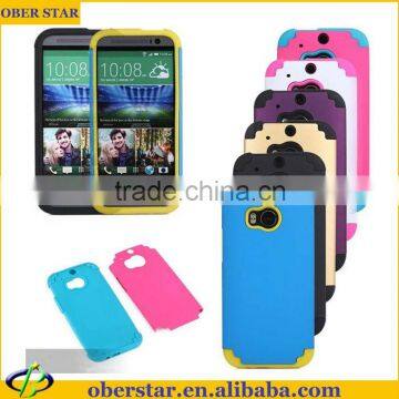 For HTC One M8 Hybrid Double colors Silicone phone case