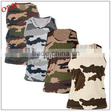 Mens Military Camouflage Singlet Cotton Gym Vest Camo Tank Top
