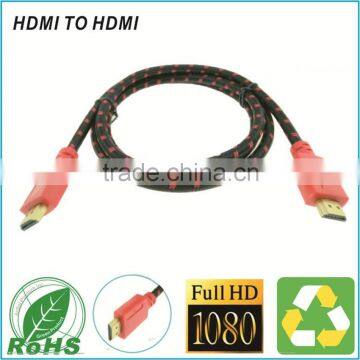 Red Braided HD TV Cable Sleeving Braided Cable High Speed Connect Wire For 3D TV Support 1080P Cable