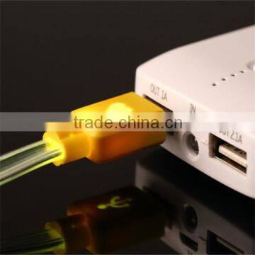 Hot sale red yellow led flashing light flat usb2.0 connector data cable usb driver for for samsung galaxy i9500 i9505