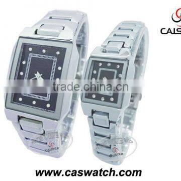 Stainless Steel Couple Watches with Blue Face